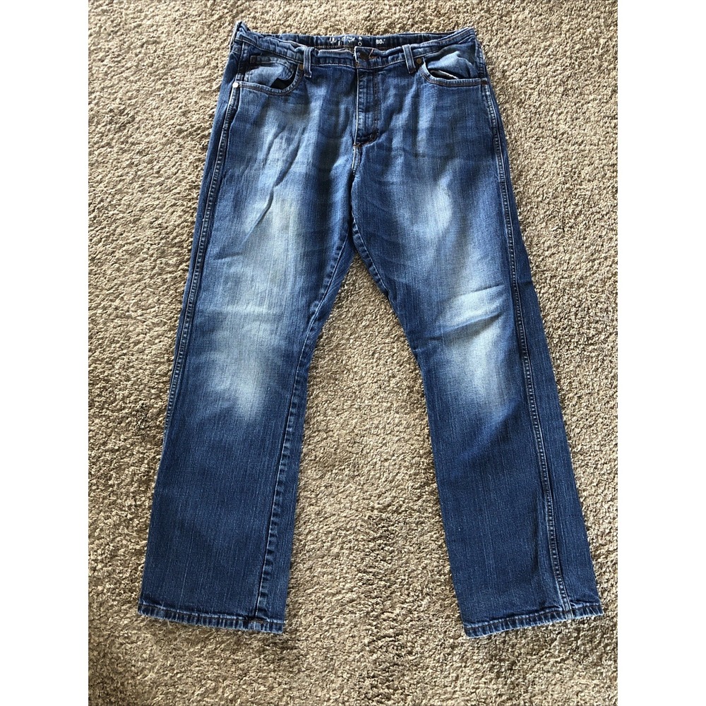 Wrangler Retro Men Pant 38x32 Relax Fit Boot WRT20JH Blue Jean Cotton